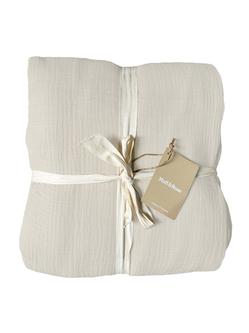 Housse de couette unie en coton, gaze de coton Beige clair - Kiabi