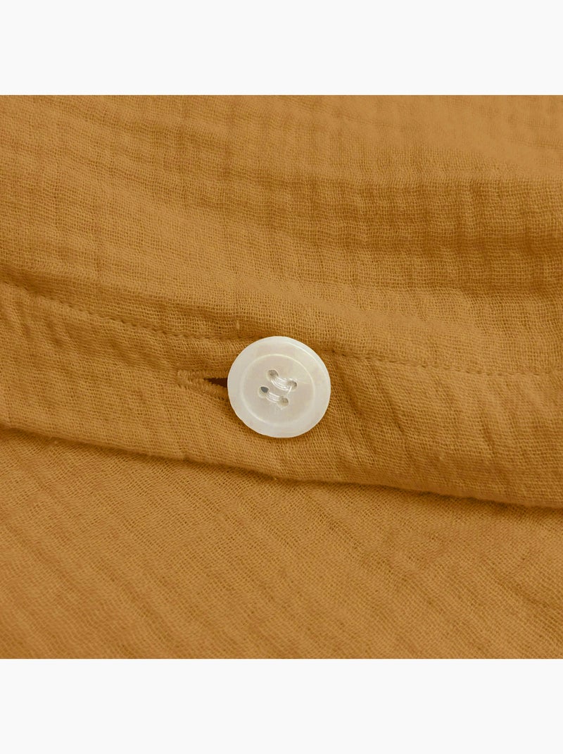 Housse de couette unie en coton, gaze de coton Marron caramel - Kiabi