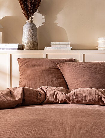 Housse de couette unie en coton, gaze de coton