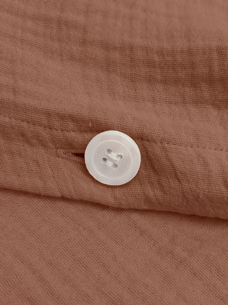 Housse de couette unie en coton, gaze de coton Marron chocolat - Kiabi