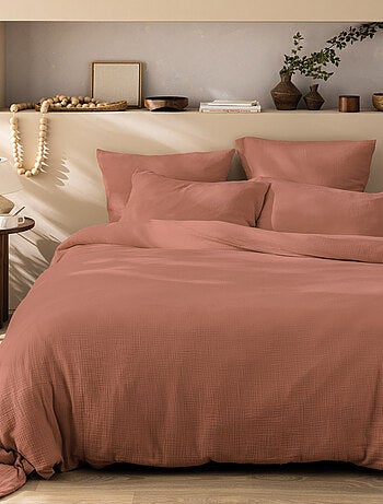 Housse de couette unie en coton, gaze de coton
