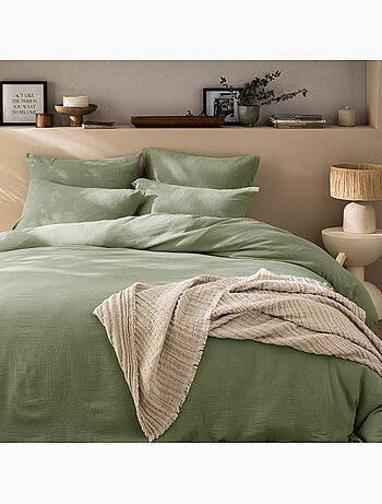 Housse de couette unie en coton, gaze de coton