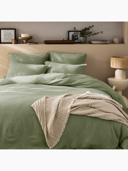 Housse de couette unie en coton, gaze de coton - Kiabi Housse de couette unie en coton, gaze de coton - Kiabi
