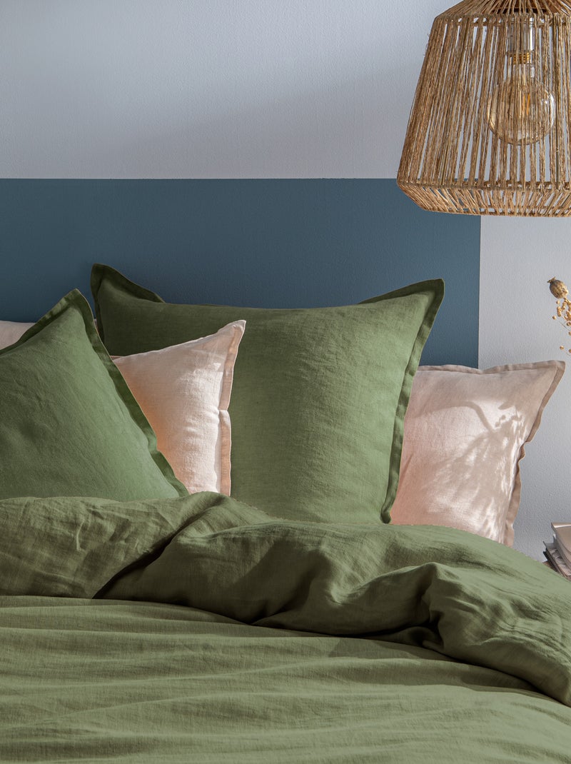 Housse de couette unie en lin, passion lin Vert Sauge - Kiabi