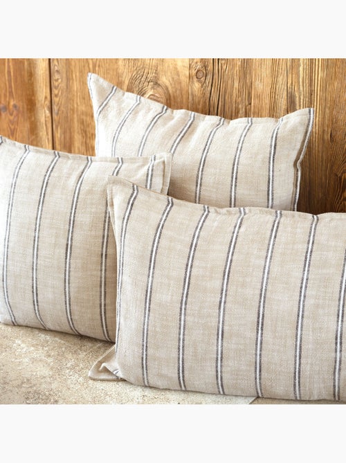 Housse de coussin 100% coton rayures rustiques lourmarin - Kiabi Housse de coussin 100% coton rayures rustiques lourmarin - Kiabi