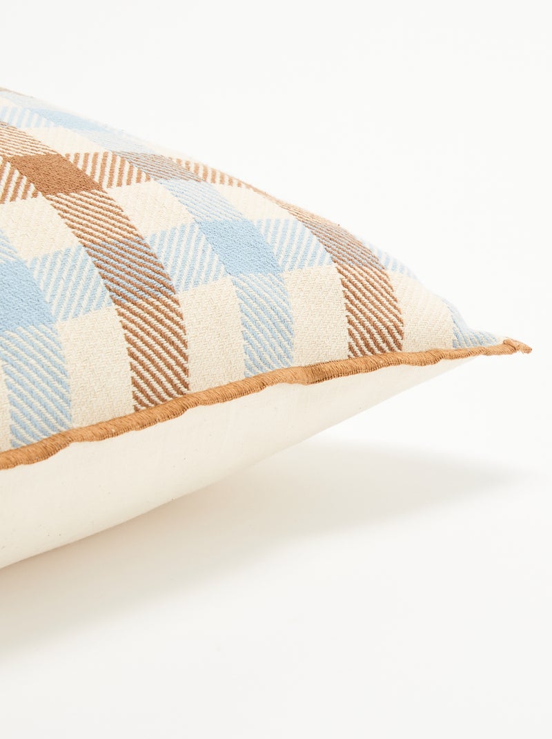 Housse de coussin à carreaux Bleu - Kiabi