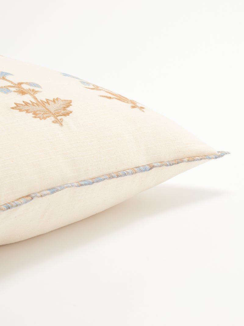Housse de coussin à fleurs brodées Beige - Kiabi