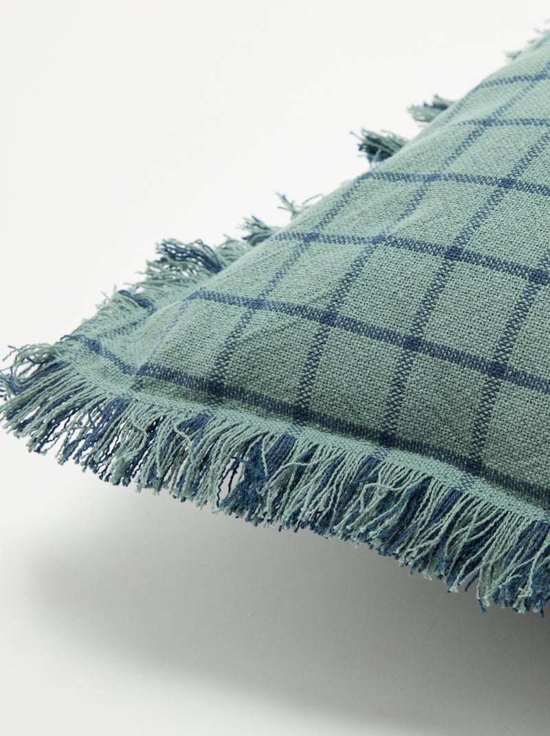 Housse de coussin avec franges Bleu - Kiabi