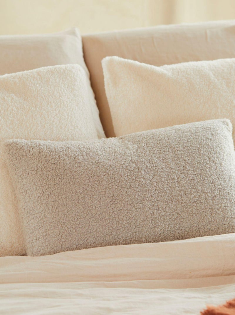 Housse de coussin bouclette Ecru - Kiabi