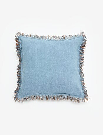 Housse de coussin carré avec franges 45 x 45 cm