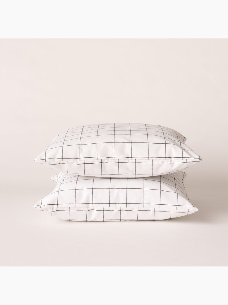Housse de coussin carrée à carreaux en relief - Gamusi. Blanc - Kiabi