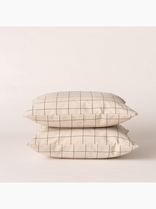 Housse de coussin carrée à carreaux en relief - Gamusi. - Kiabi