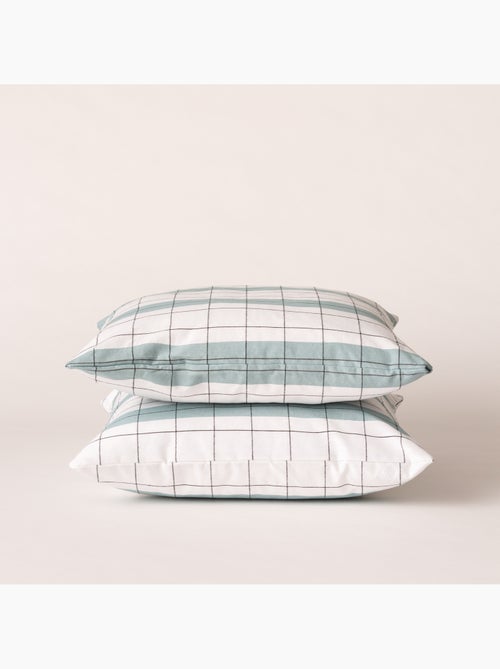 Housse de coussin carrée à rayures avec carreaux en relief - Gamusi. - Kiabi