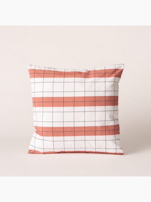 Housse de coussin carrée à rayures avec carreaux en relief - Gamusi. - Kiabi