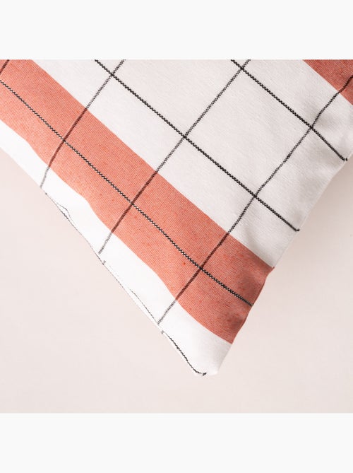 Housse de coussin carrée à rayures avec carreaux en relief - Gamusi. - Kiabi