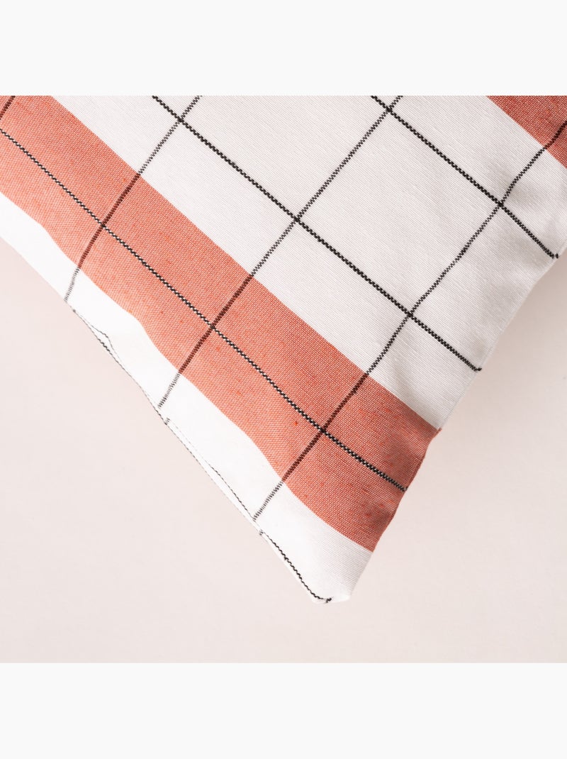 Housse de coussin carrée à rayures avec carreaux en relief - Gamusi. Brique - Kiabi