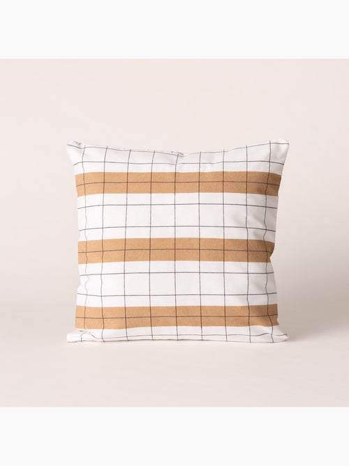 Housse de coussin carrée à rayures avec carreaux en relief - Gamusi. - Kiabi