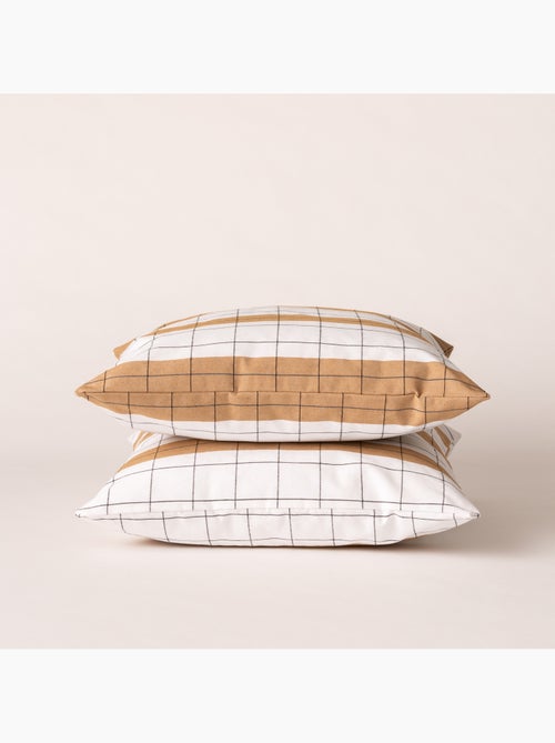 Housse de coussin carrée à rayures avec carreaux en relief - Gamusi. - Kiabi
