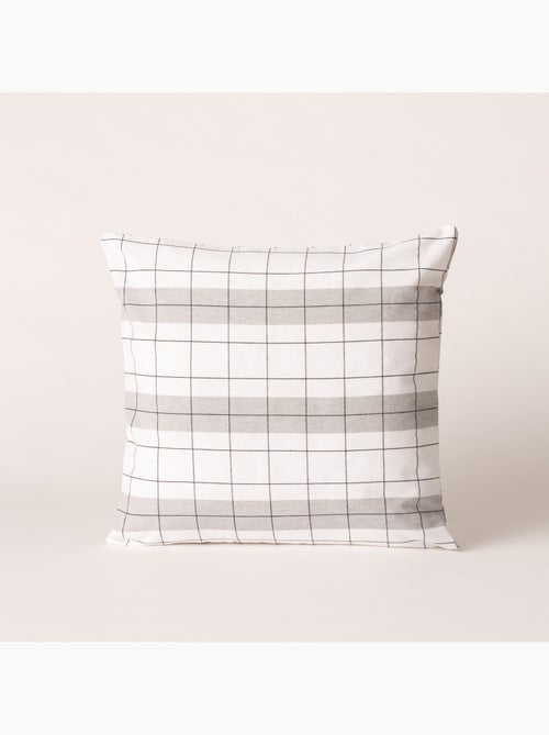Housse de coussin carrée à rayures avec carreaux en relief - Gamusi. - Kiabi