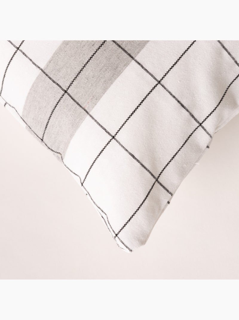 Housse de coussin carrée à rayures avec carreaux en relief - Gamusi. Gris - Kiabi