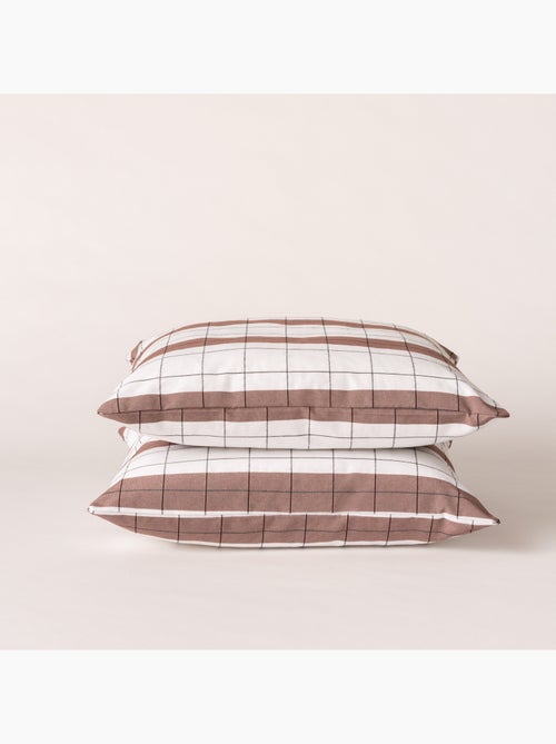 Housse de coussin carrée à rayures avec carreaux en relief - Gamusi. - Kiabi