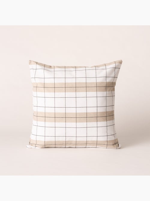 Housse de coussin carrée à rayures avec carreaux en relief - Gamusi. - Kiabi