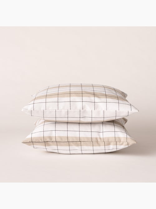 Housse de coussin carrée à rayures avec carreaux en relief - Gamusi. - Kiabi