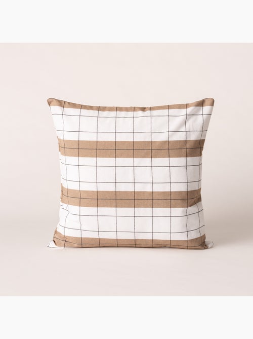 Housse de coussin carrée à rayures avec carreaux en relief - Gamusi. - Kiabi