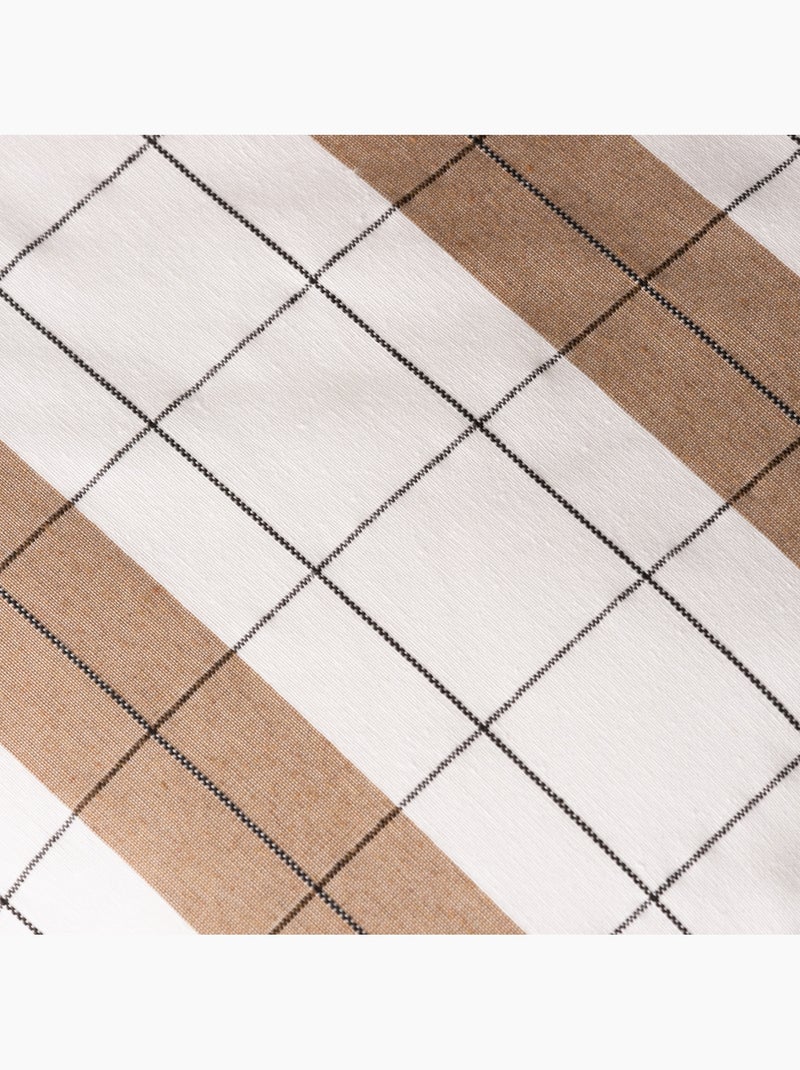 Housse de coussin carrée à rayures avec carreaux en relief - Gamusi. Taupe - Kiabi