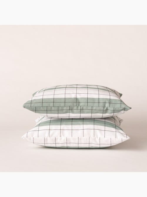 Housse de coussin carrée à rayures avec carreaux en relief - Gamusi. - Kiabi