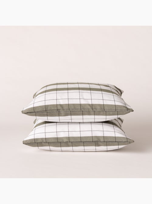 Housse de coussin carrée à rayures avec carreaux en relief - Gamusi. - Kiabi
