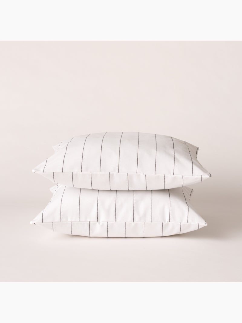 Housse de coussin carrée à rayures en relief - Gamusi. Blanc - Kiabi