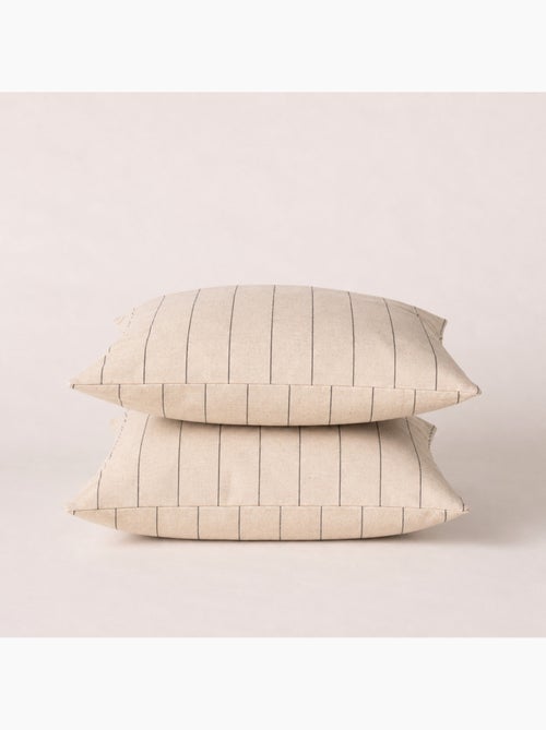 Housse de coussin carrée à rayures en relief - Gamusi. - Kiabi