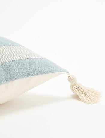 Housse de coussin carrée avec pompons
