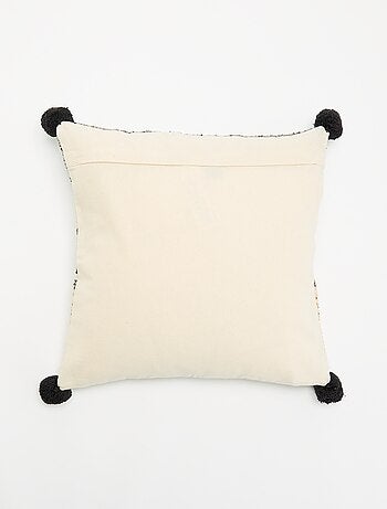 Housse de coussin carrée avec pompons