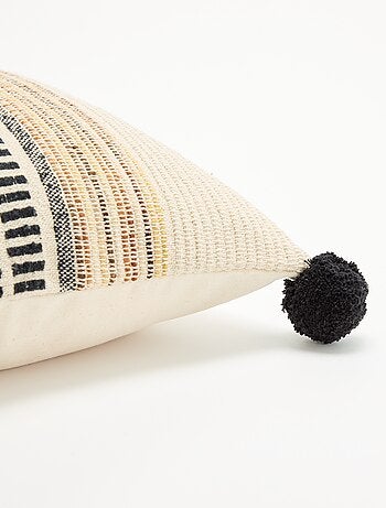 Housse de coussin carrée avec pompons