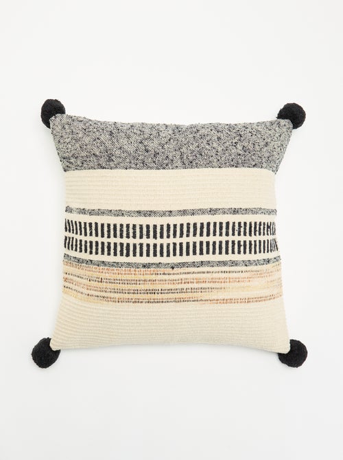Housse de coussin carrée avec pompons - Kiabi Housse de coussin carrée avec pompons - Kiabi