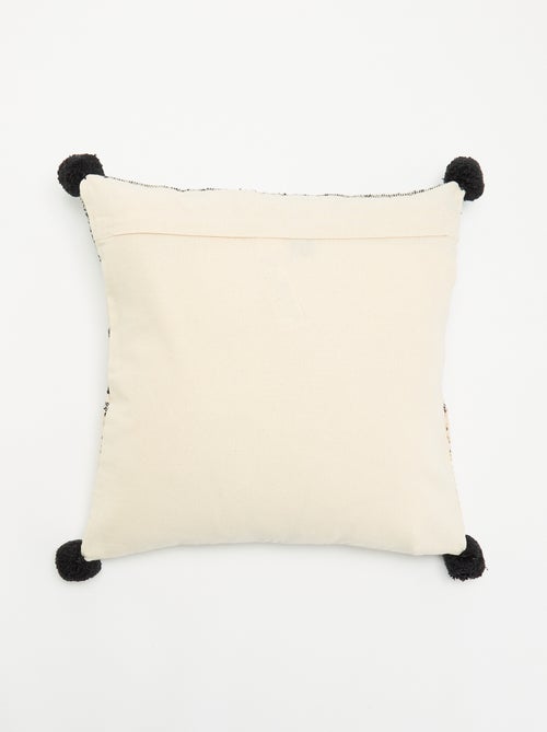 Housse de coussin carrée avec pompons - Kiabi Housse de coussin carrée avec pompons - Kiabi