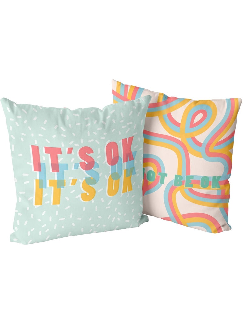 Housse de coussin décoratif Okay "Happyfriday" Multicolore - Kiabi