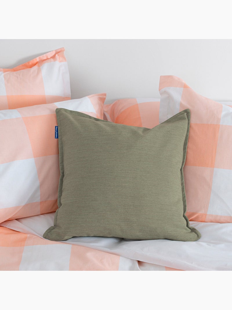 Housse de coussin décoratif Twill "Happyfriday" Vert olive - Kiabi
