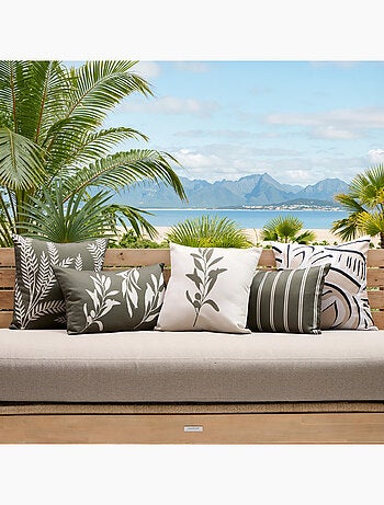 Housse de coussin d'extérieur rayée TILEO