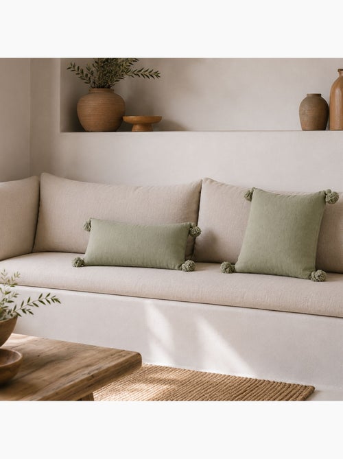 Housse de coussin en laine à pompons - Kiabi Housse de coussin en laine à pompons - Kiabi