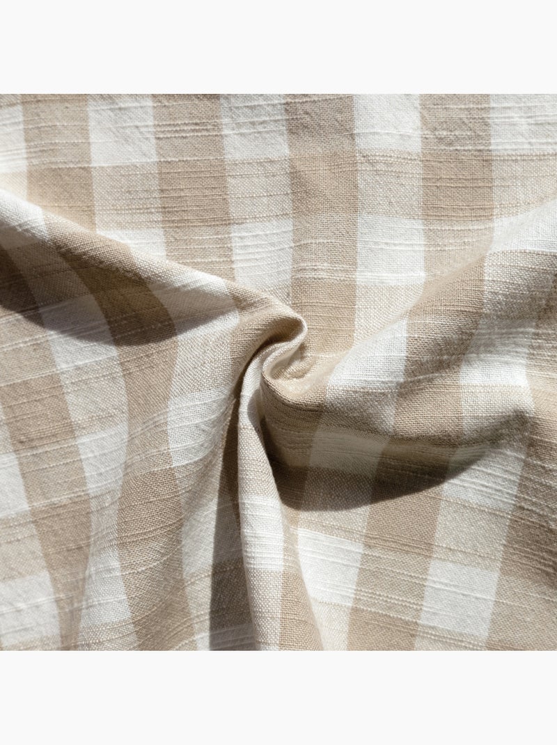 Housse de coussin recto-verso 100% coton rayures et vichy lourmarin Beige - Kiabi