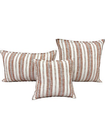 Housse de coussin recto-verso 100% coton rayures tapissier lourmarin