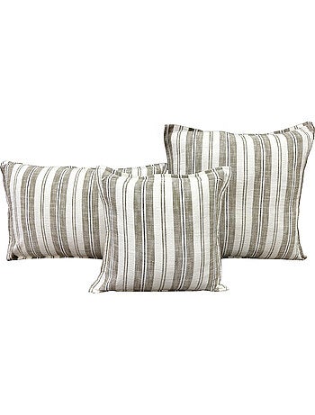 Housse de coussin recto-verso 100% coton rayures tapissier lourmarin