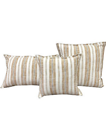 Housse de coussin recto-verso 100% coton rayures tapissier lourmarin