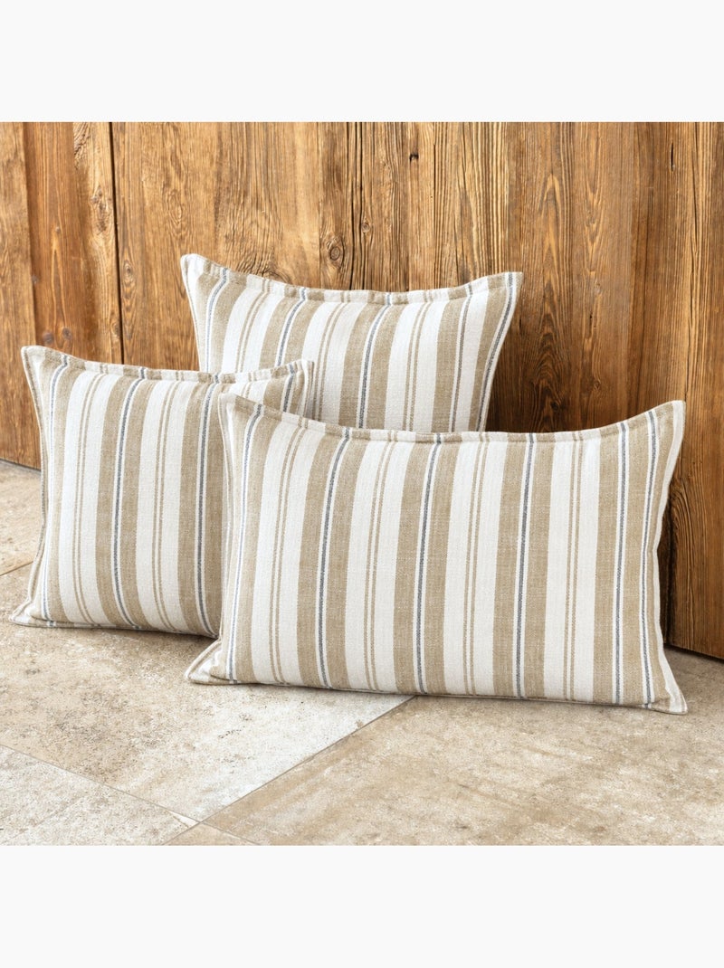 Housse de coussin  recto-verso 100% coton rayures tapissier lourmarin Jaune - Kiabi