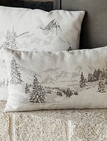Housse de coussin sapins enneigés