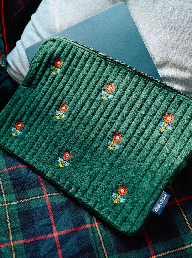 Housse ordinateur 'Kiabi x Painvin' en velours coton Bleu - Kiabi