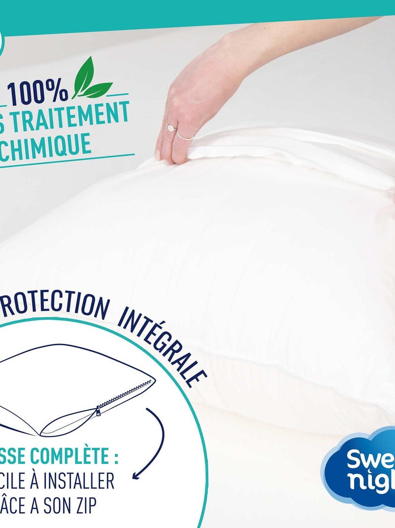 Housse pour oreiller anti punaise de lit blanc - Kiabi